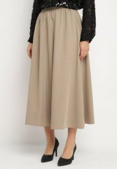 Beżowa Rozkloszowana Spódnica z Wiskozą Jenneva. Brązowe spódnice damskie Born2be, na co dzień, m, bez wzorów, z wiskozy, eleganckie, maxi. Za 89.99 zł.