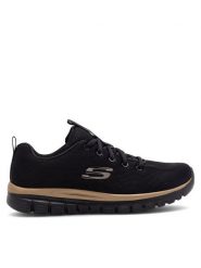 Skechers Sneakersy GRACEFUL 12615 BKRG Czarny. Czarne obuwie sportowe damskie Skechers, z materiału, bez zapięcia. Za 249.99 zł.