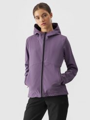 4F Kurtka softshell wiatroodporna membrana 5000 damska - fioletowa S. Fioletowe kurtki damskie 4F, na zimę, m, bez wzorów, z dzianiny, z kapturem. W wyprzedaży za 139.99 zł.
