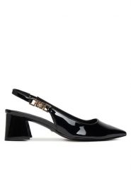 Guess Sandały FLPZAB PAF05 Czarny. Czarne sandały damskie Guess, z aplikacjami, ze skóry, bez obcasa, na słupku, bez zapięcia. Za 479.99 zł.