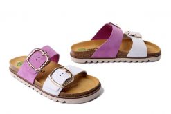 DR. BRINKMANN 700683-59 pflaume, klapki damskie. Fioletowe klapki damskie Dr. Brinkmann, bez wzorów, ze skóry, bez obcasa, bez zapięcia. Za 349.90 zł.