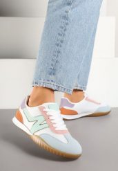 Biało-Niebieskie Sneakersy w Stylu Tenisówek Ozdobione Naszywką Tanelis. Białe obuwie sportowe damskie Renee, z jeansu, bez zapięcia, tenisowe. Za 79.99 zł.