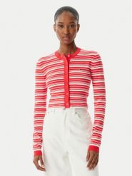 Tommy Jeans Kardigan DW0DW22314 Czerwony jasny Slim Fit. Czerwone kardigany damskie Tommy Jeans, xs, bez wzorów, z bawełny. Za 409.99 zł.