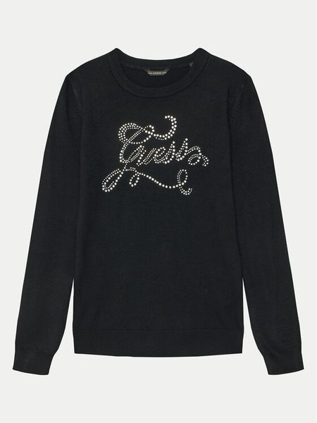 Guess Bluza J5RR05 Z2NQ2 Czarny Regular Fit. Czarne bluzy dziewczęce Guess, z aplikacjami, z wiskozy, bez ramiączek, bez kaptura. Za 119.99 zł.