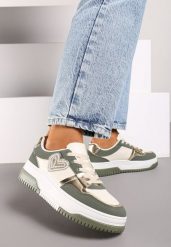 Zielone Sneakersy z Brokatową Naszywką w Kształcie Serca Avioneria. Brązowe obuwie sportowe damskie Renee, z materiału, bez zapięcia. Za 79.99 zł.