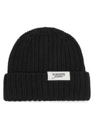 Tommy Hilfiger Czapka Script AW0AW18972 Czarny. Czarne czapki damskie Tommy Hilfiger, na zimę, bez wzorów, z bawełny. Za 189.99 zł.