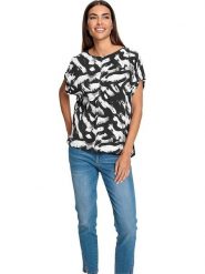 Heine Bluzka w kolorze czarno-kremowym rozmiar: 48. Brązowe bluzki damskie Heine, bez wzorów, bez kołnierzyka, bez ramiączek. Za 56.66 zł.
