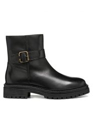 Geox Botki D Iridea D66HRB 00043 C9999 Czarny. Czarne botki damskie Geox, ze skóry, bez obcasa, na płaskiej podeszwie, bez zapięcia. Za 639.99 zł.