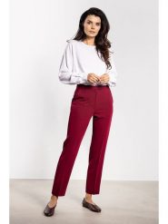 Awama Spodnie chino w kolorze czerwonym rozmiar: M. Czerwone spodnie materiałowe damskie Awama, bez wzorów. Za 159.99 zł.