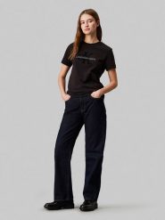 CALVIN KLEIN JEANS Koszulka w kolorze czarnym rozmiar: XXL. Czarne bluzki damskie Calvin Klein Jeans, xxl, bez wzorów, z bawełny, bez kołnierzyka, bez ramiączek. Za 118.56 zł.