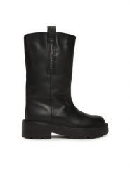 Tommy Jeans Botki Tjw Leather Mid Tubular Boot EN0EN02834 Czarny. Czarne botki damskie Tommy Jeans, z jeansu, bez obcasa, na płaskiej podeszwie, bez zapięcia. Za 679.99 zł.