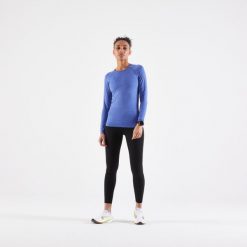 Legginsy do biegania damskie Kiprun Run 900 Light. Czarne legginsy damskie KIPRUN, l, bez wzorów, z elastanu. W wyprzedaży za 99.99 zł.