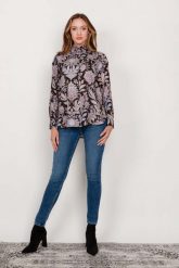 Koszula Damska o Swobodnym Kroju - Kwiaty. Czarne koszule damskie Lanti, l, bez wzorów, z materiału, bez kołnierzyka, bez ramiączek. Za 209.90 zł.