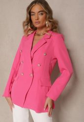 Ciemnoróżowa Dwurzędowa Marynarka z Ozdobnymi Guzikami Rainelda. Czerwone marynarki i żakiety damskie Renee, l, bez wzorów, eleganckie. Za 119.99 zł.