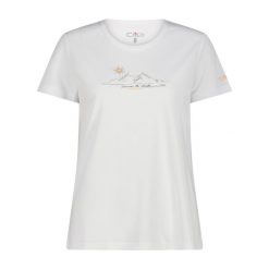 Koszulka damska turystyczna CMP 38T6656. Białe koszulki damskie CMP, xl, bez wzorów, bez kołnierzyka, bez ramiączek. Za 143.50 zł.