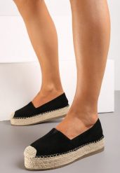 Czarne Wsuwane Espadryle na Grubej Podeszwie z Jutowej Plecionki Alarnia. Czarne espadryle damskie Renee, bez wzorów, z jeansu, bez obcasa. Za 59.99 zł.