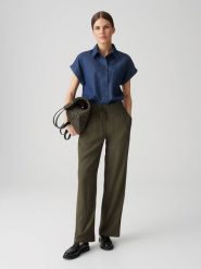 OPUS Bluzka dżinsowa "Folmes" w kolorze granatowym rozmiar: 40. Niebieskie bluzki damskie Opus, bez wzorów, z bawełny, bez kołnierzyka, bez ramiączek. Za 172.89 zł.