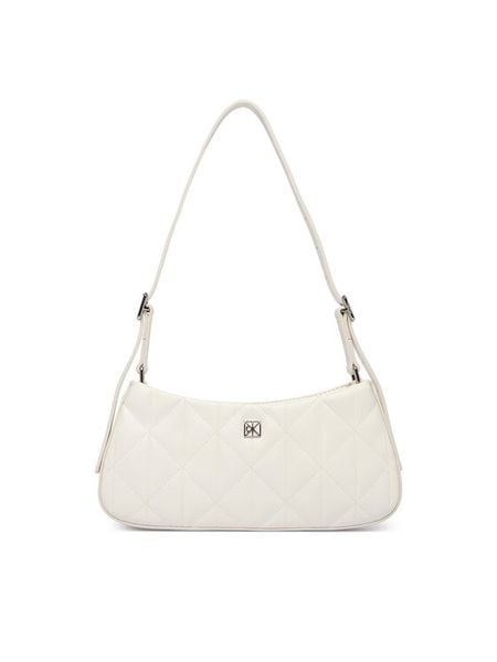 Calvin Klein Torebka Quilted Sm Shoulder Bag LV04F3327G Biały. Białe torebki klasyczne damskie Calvin Klein, ze skóry, bez dodatków. Za 489.99 zł.