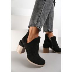 Czarne Botki Pirelous. Czarne botki damskie Renee, z jeansu, boho, za kostkę, bez obcasa, na obcasie, bez zapięcia. Za 59.99 zł.