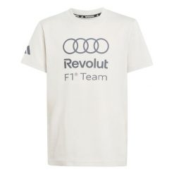 Koszulka Z Grafiką Audi Revolut F1 Team Dna. Białe bluzki damskie Adidas, bez wzorów, z dzianiny, eleganckie, bez kołnierzyka, bez ramiączek. Za 129.00 zł.