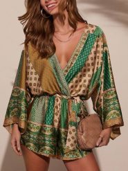 Milan Kiss Kombinezon w kolorze zielono-beżowym rozmiar: L. Brązowe kombinezony damskie Milan Kiss, l, bez wzorów, z tkaniny, bez kołnierzyka, bez ramiączek. Za 191.42 zł.