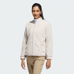 Kurtka Go-to Fleece. Białe kurtki damskie Adidas, uniwersalny, bez wzorów, z polaru, bez kaptura. Za 439.00 zł.