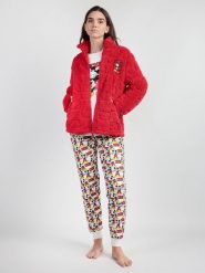Disney Kurtka polarowa "Best Mickey" w kolorze czerwonym rozmiar: XL. Czerwone kurtki damskie Disney, xl, bez wzorów, z polaru, bez kaptura. Za 165.99 zł.