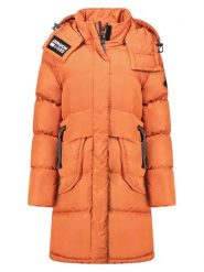 Geographical Norway Kurtka zimowa "Dalmira" w kolorze pomarańczowym rozmiar: XL. Pomarańczowe kurtki damskie Geographical Norway, na zimę, xl, bez wzorów, z puchu, bez kaptura. Za 325.54 zł.