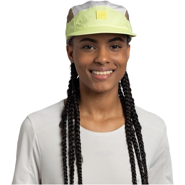 Czapka z daszkiem BUFF 5 PANEL GO CAP DOMUS CITRON. Żółte czapki z daszkiem damskie Buff, bez wzorów, z materiału. Za 139.99 zł.