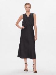 DKNY Sukienka koktajlowa P3JBNV06 Czarny Regular Fit. Czarne sukienki damskie DKNY, bez wzorów, z syntetyku, wizytowe, bez ramiączek. Za 239.99 zł.