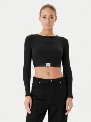 Guess Bluzka O5RP00 KCDA2 Czarny Regular Fit. Czarne bluzki damskie Guess, s, z aplikacjami, bez kołnierzyka, bez ramiączek. Za 189.99 zł.