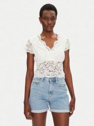Morgan Bluzka 241-DANSA Écru Slim Fit. Bluzki damskie Morgan, s, bez wzorów, z syntetyku, bez kołnierzyka, bez ramiączek. Za 119.99 zł.
