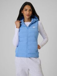 4F Bezrękawnik z wypełnieniem syntetycznym damski - niebieski XS. Niebieskie kamizelki damskie 4F, xs, bez wzorów, z materiału, bez kaptura. Za 249.99 zł.