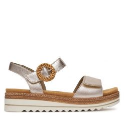 Sandały Remonte. Żółte sandały damskie Remonte, bez wzorów, bez obcasa, na płaskiej podeszwie, bez zapięcia. Za 379.99 zł.