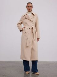 BGN Płaszcz przejściowy w kolorze beżowym rozmiar: 38. Brązowe płaszcze damskie BGN, bez wzorów, z tkaniny, bez kaptura. Za 348.08 zł.