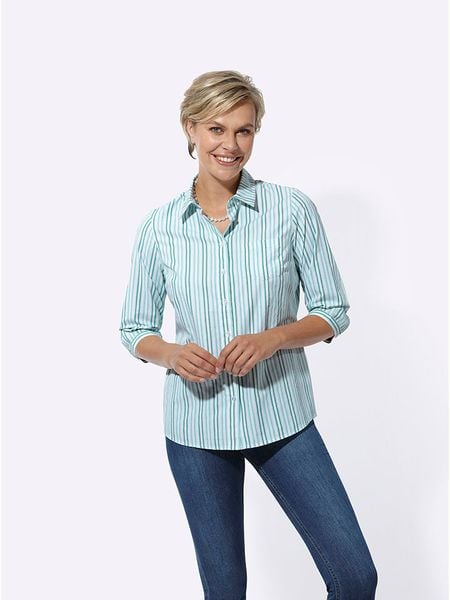 WITT WEIDEN Koszula w kolorze błękitno-zielonym rozmiar: 42. Niebieskie koszule damskie WITT WEIDEN, bez wzorów, bez kołnierzyka, bez ramiączek. Za 39.58 zł.