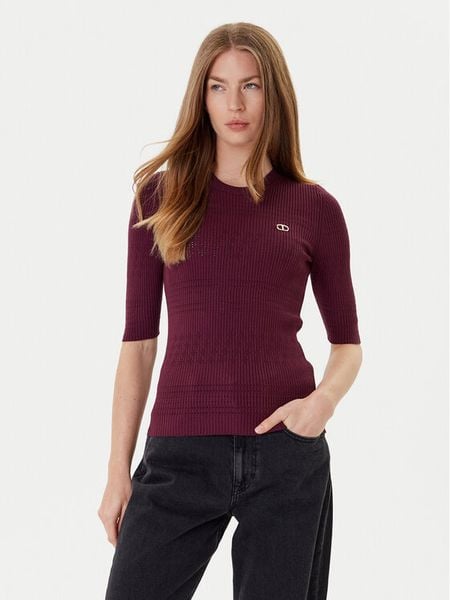 TWINSET Sweter 252TP3240 Bordowy Regular Fit. Czerwone swetry klasyczne damskie Twinset, s, z wiskozy, bez kołnierzyka. Za 499.99 zł.
