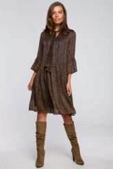 Sukienka rozkloszowana szyfonowa w groszki dekolt V granat. Sukienki damskie Stylove, bez wzorów, z szyfonu, boho, bez ramiączek. Za 389.00 zł.