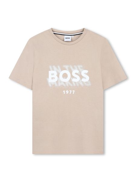 BOSS T-Shirt J52046 D Beżowy Regular Fit. Brązowe t-shirty i koszulki chłopięce Boss, bez wzorów, z bawełny, bez kołnierzyka, bez ramiączek. Za 154.99 zł.