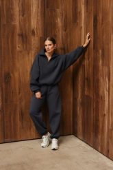 BLUZA HARPER GRAFITOWA One size - Flawless. Szare bluzy damskie Flawless, uniwersalny, bez wzorów, z bawełny, bez kaptura. Za 399.00 zł.