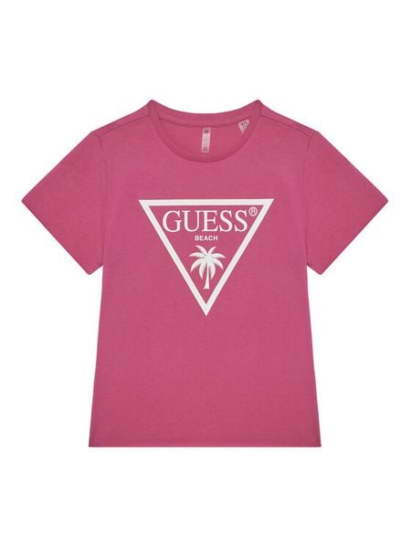 Guess T-Shirt J5GI36 JA914 Różowy Boxy Fit. Czerwone koszulki i t-shirty dziewczęce Guess, z aplikacjami, z bawełny, bez kołnierzyka, bez ramiączek. Za 49.99 zł.