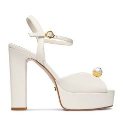 Sandały GINO ROSSI. Białe sandały damskie Gino Rossi, bez wzorów, bez obcasa, na słupku, bez zapięcia. Za 429.99 zł.