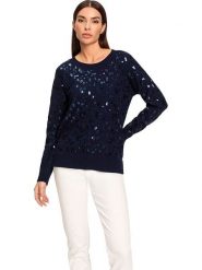 Heine Sweter w kolorze granatowym rozmiar: 40. Niebieskie swetry klasyczne damskie Heine, bez kołnierzyka. Za 131.43 zł.