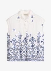 Bluzka z lejącej mieszanki wiskozy. Białe bluzki damskie bonprix, bez wzorów, z wiskozy, bez kołnierzyka, bez ramiączek. Za 64.99 zł.