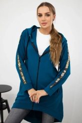 Bluza z suwakiem z tyłu morska. Zielone bluzy damskie KESI, l, bez wzorów, z bawełny, z kapturem. Za 198.65 zł.
