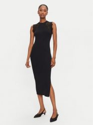 Morgan Sukienka dzianinowa 242-RMAGDA Czarny Slim Fit. Czarne sukienki damskie Morgan, bez wzorów, z dzianiny, bez ramiączek. Za 219.99 zł.