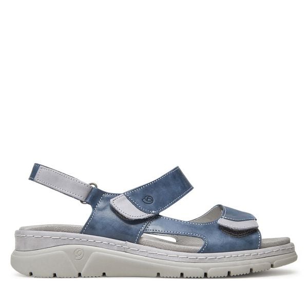 Sandały Suave. Niebieskie sandały damskie Suave, bez wzorów, bez obcasa, na koturnie, bez zapięcia. Za 279.99 zł.