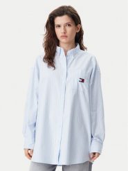 Tommy Jeans Koszula Badge DW0DW20289 Błękitny Oversize. Niebieskie koszule damskie Tommy Jeans, xl, bez wzorów, z bawełny, bez kołnierzyka, bez ramiączek. Za 279.99 zł.