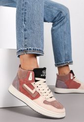 Ciemnoróżowe Sneakersy Maeramia. Czerwone obuwie sportowe damskie Renee, z dżerseju, bez zapięcia. Za 44.99 zł.