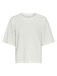 MOSS COPENHAGEN Koszulka "Linea" w kolorze białym rozmiar: L/XL. Białe bluzki damskie Moss Copenhagen, l, bez wzorów, bez kołnierzyka, bez ramiączek. Za 127.05 zł.